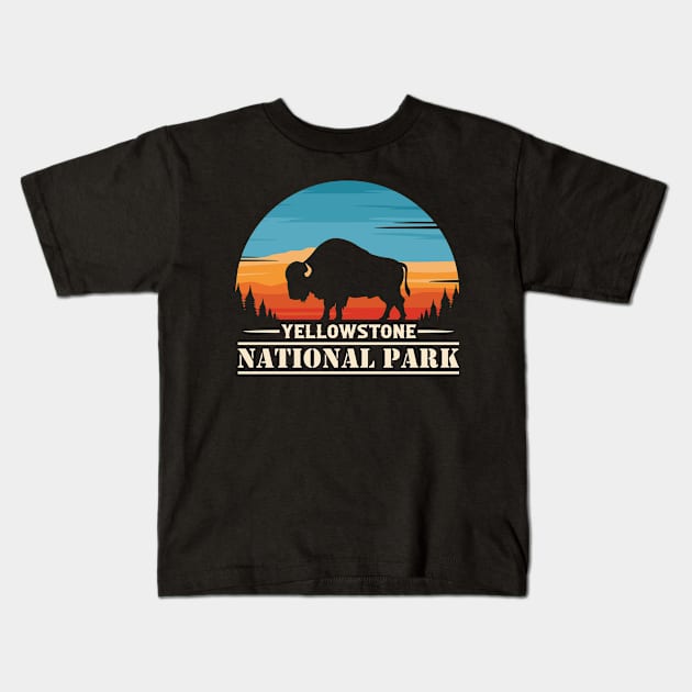 Yellowstone National Park Kids T-Shirt by kangaroo Studio